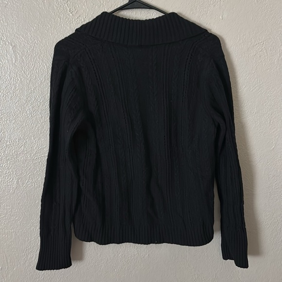 Ann Taylor Open Knit Sweater Cardigan Black Large - Picture 5 of 5